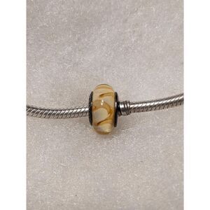 New Pandora Transparent Butter Yellow & Caramel Colored Murano Bead - BEAUTIFUL!